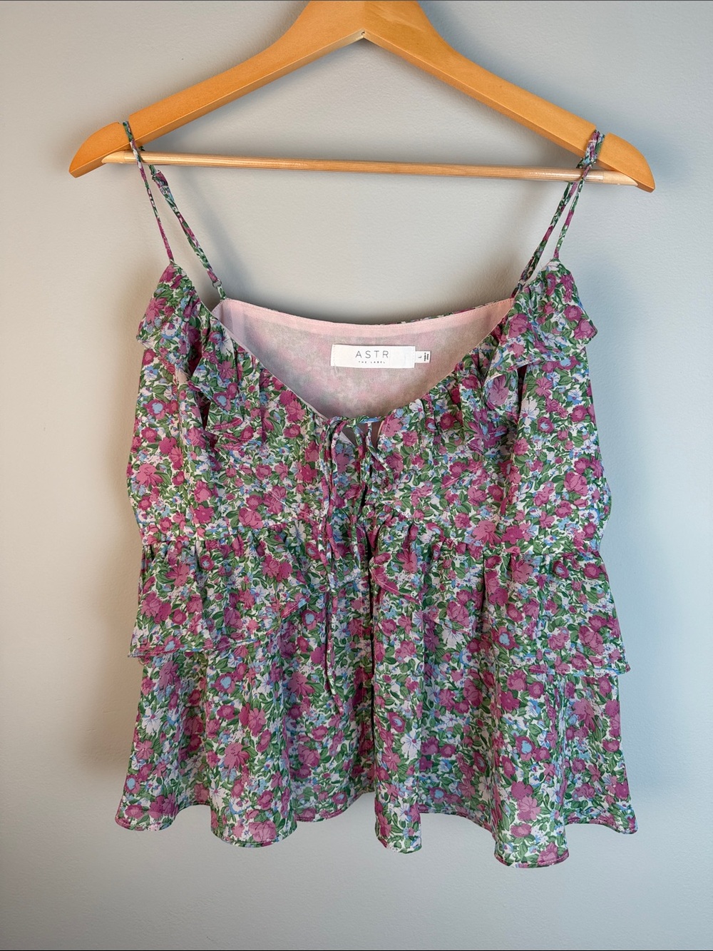 Astr The Label Coquette Fairycore Floral Ruffle Tiered Camisole Tank